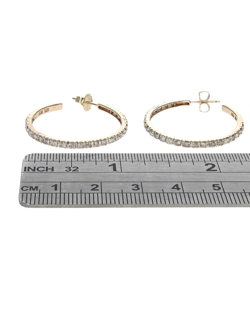 Diamond Semi Hoop Earrings in Yellow Gold