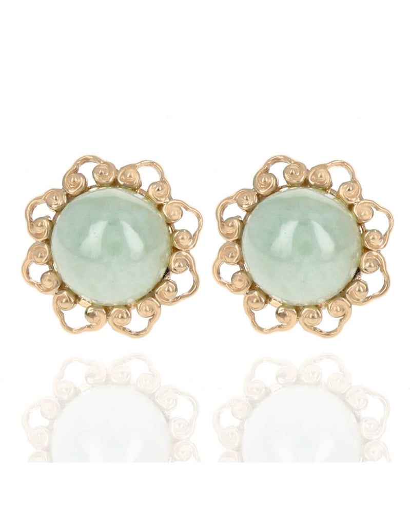 Jadeite Cabochon Stud Earrings
