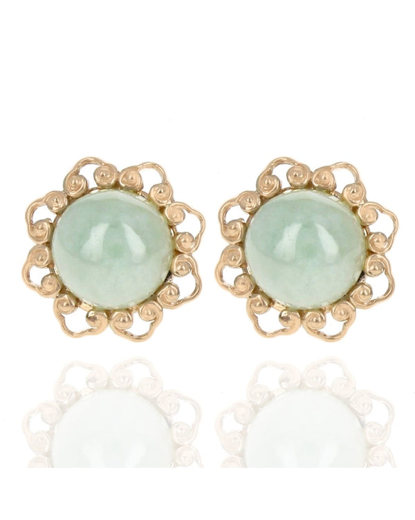 Jadeite Cabochon Stud Earrings