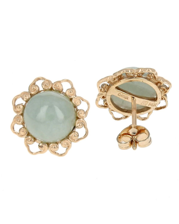 Jadeite Cabochon Stud Earrings