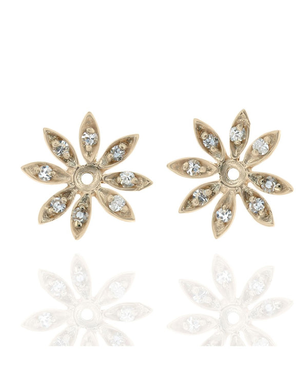 Diamond Flower Earring Jackets in Yellow Gold