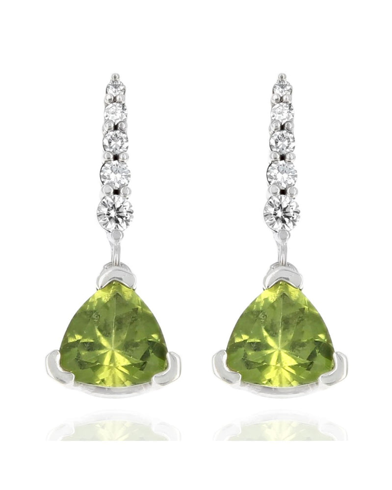 Trillion Peridot and Diamond Drop Earrings