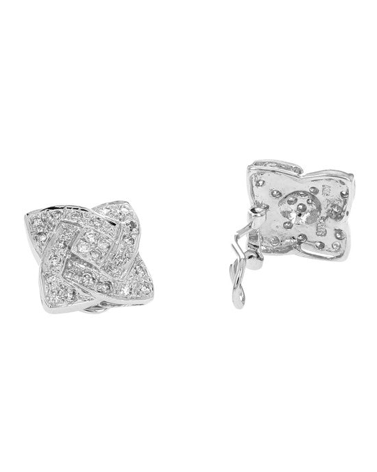 Diamond Quatrefoil Earrings in White Gold