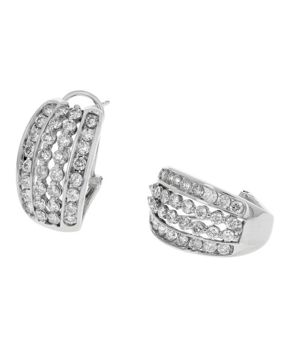 4 Row Diamond Curved Earrings