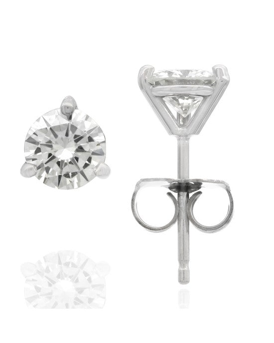 Round Brilliant Cut Diamond Martini Stud Earrings in White Gold