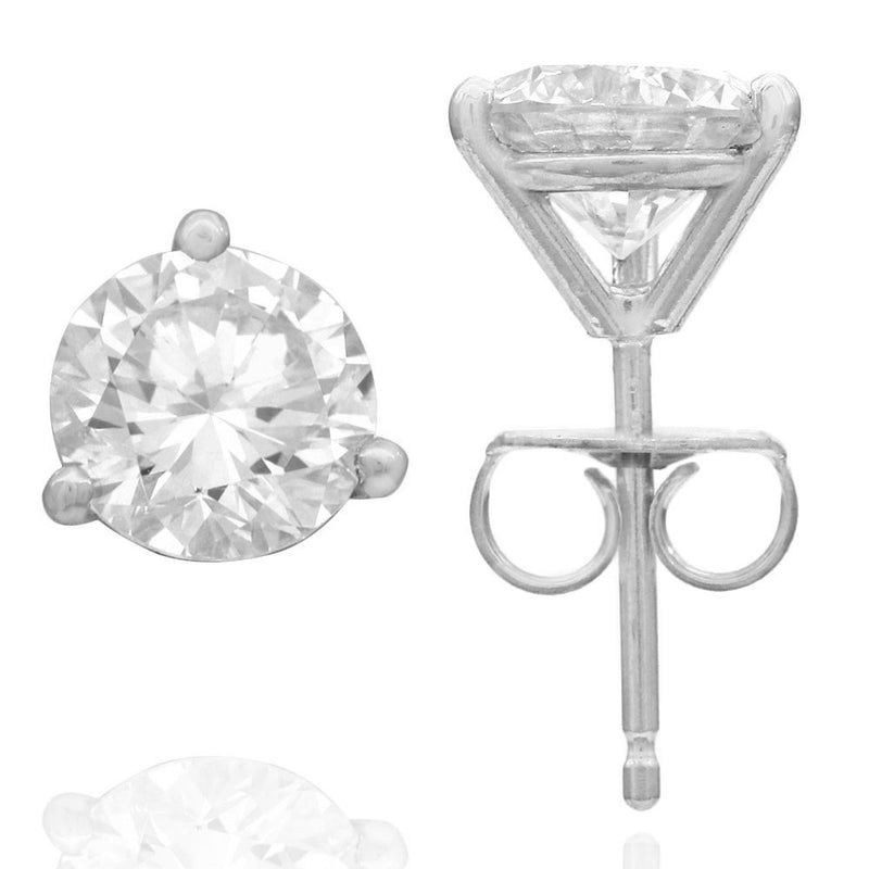 Round Brilliant Cut Diamond Martini Studs in White Gold