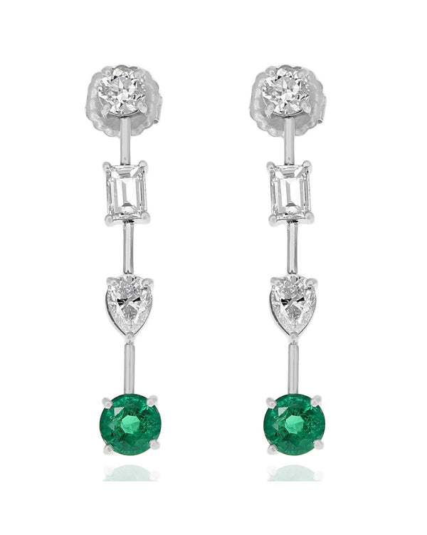 Columbian Emerald and Diamond Earring Drops in 18KW