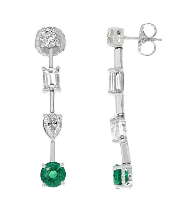 Columbian Emerald and Diamond Earring Drops in 18KW