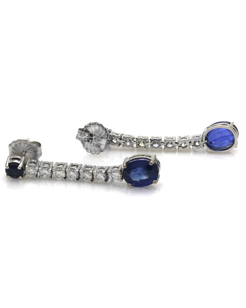 GIA Certified Oval Cut Blue Sapphire and diamond earrings in 18KW