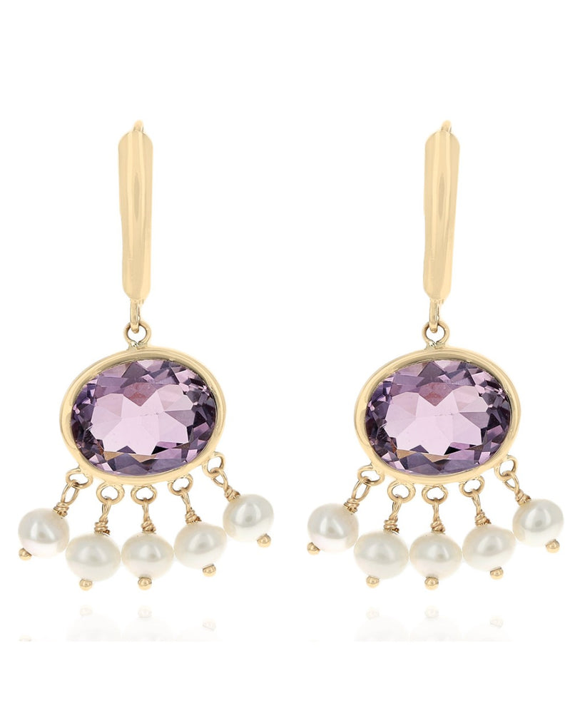 Amethyst and Pearl Dangle Earrings