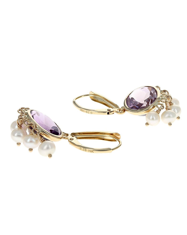 Amethyst and Pearl Dangle Earrings