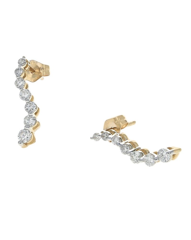 Diamond Graduated Curve Earrings in Yellow Gold