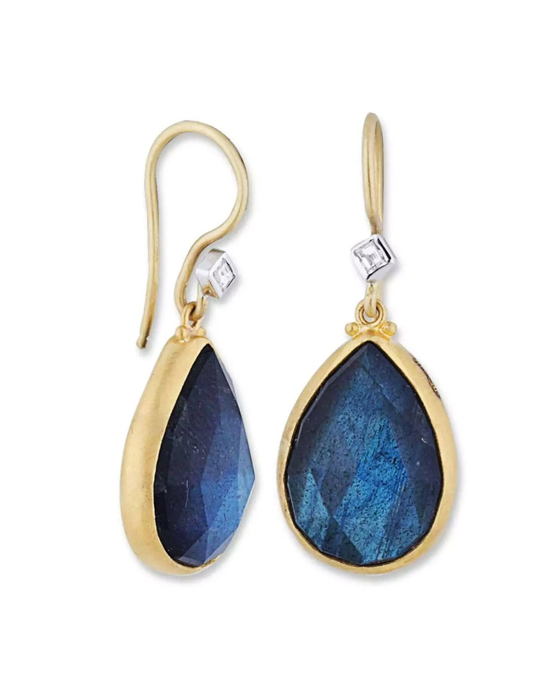 Lika Behar Deco Labradorite and Diamond Accent Drop Earrings