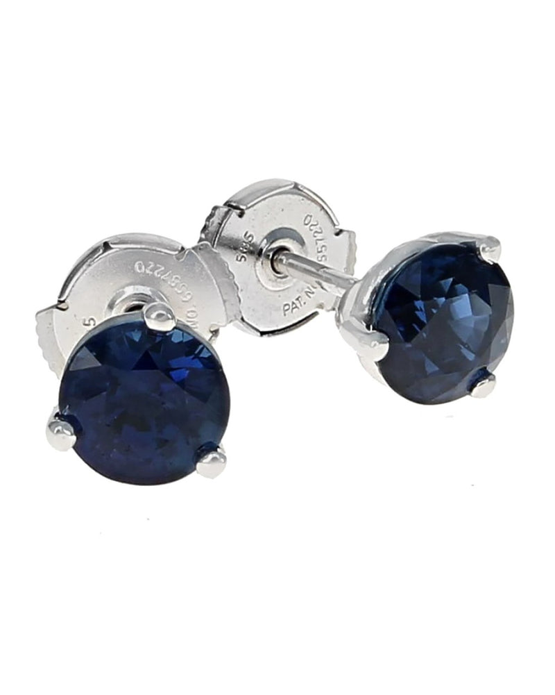 Blue Sapphire Stud Earrings in White Gold