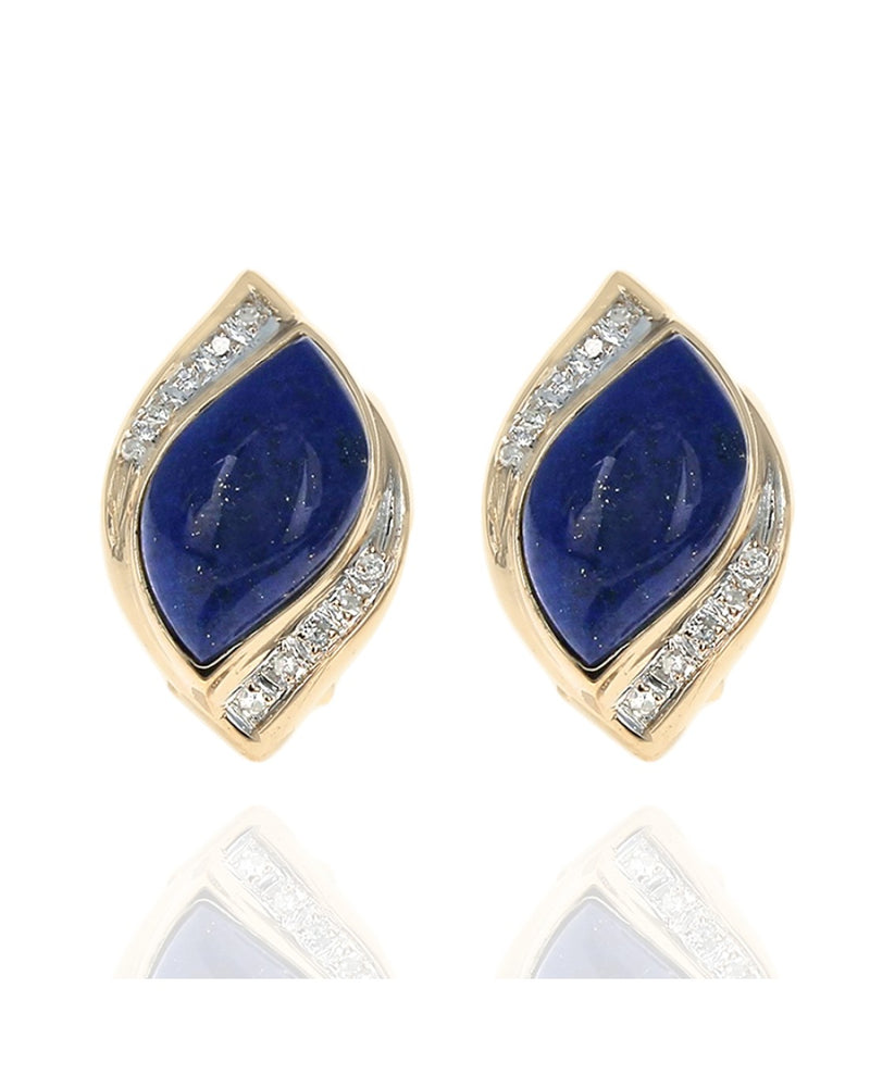 Lapis and Diamond Accent Earrings in Yellow Gold