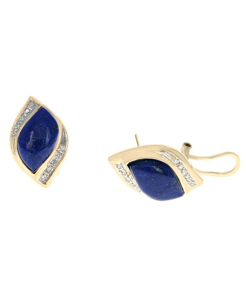 Lapis and Diamond Accent Earrings in Yellow Gold