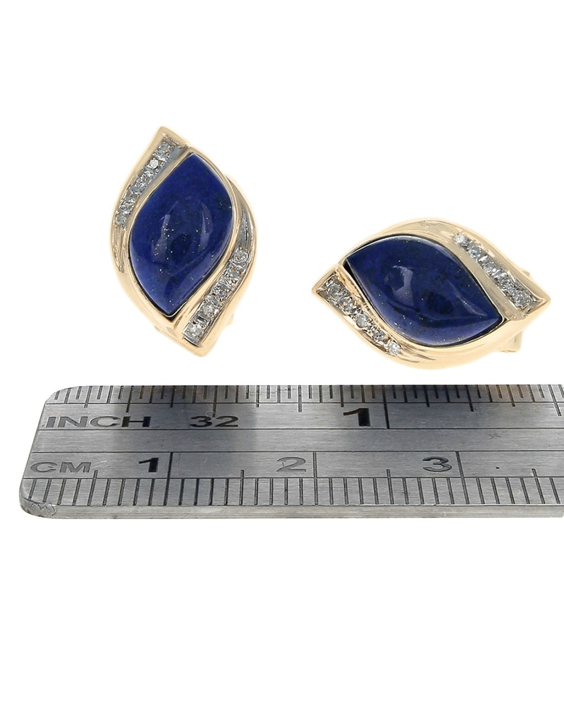 Lapis and Diamond Accent Earrings in Yellow Gold