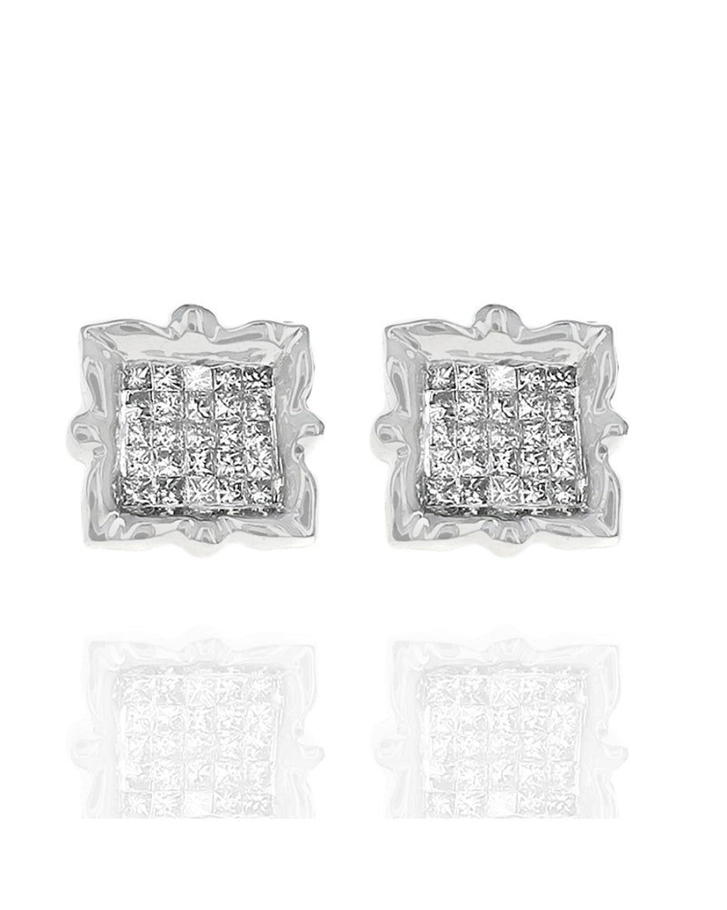 Invisible Set Framed Princess Cut Stud Earrings