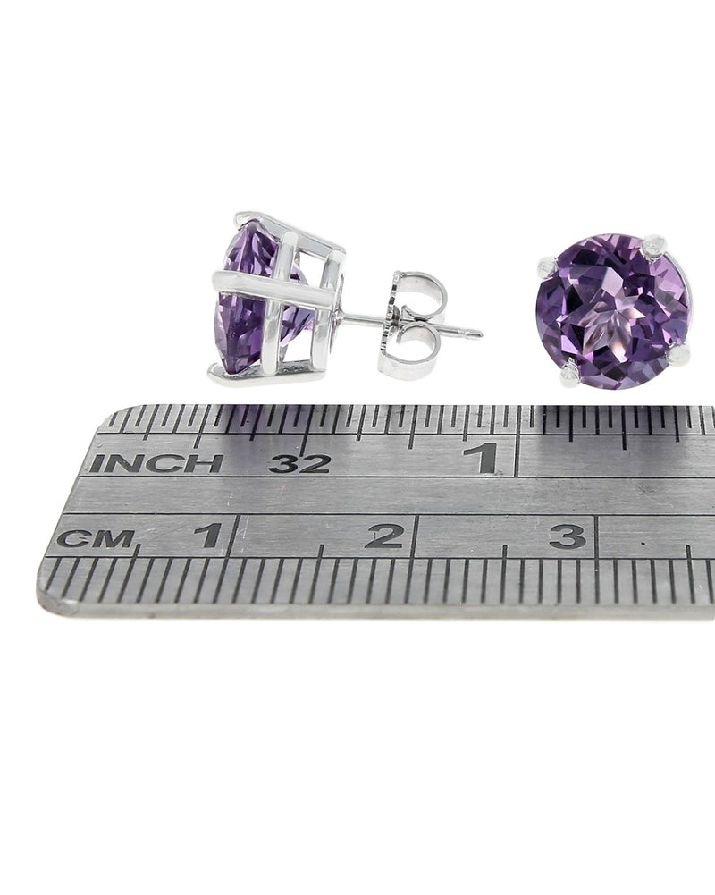 Amethyst Stud Earrings in White Gold