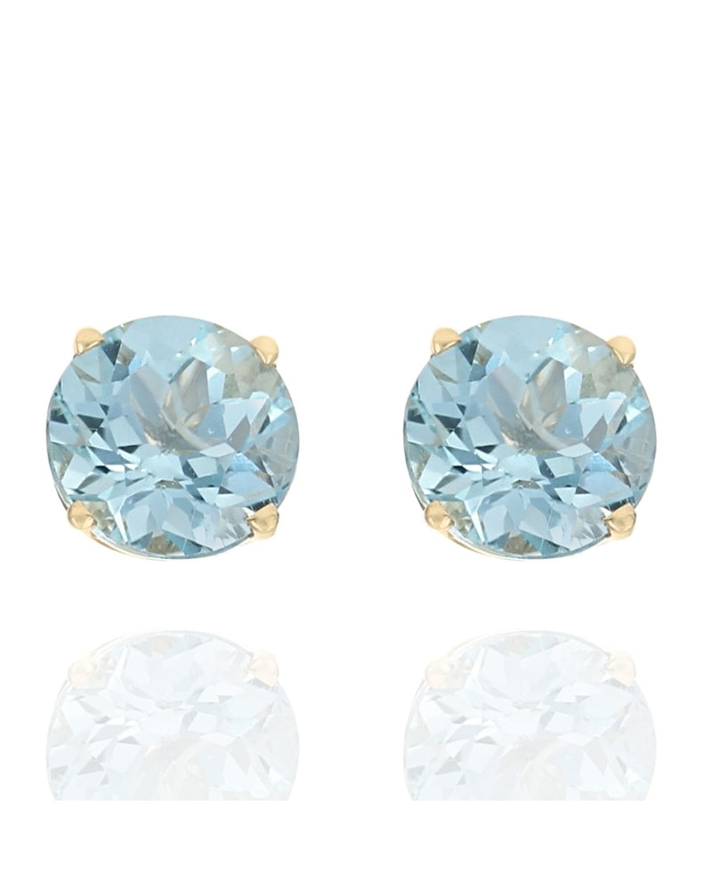 Blue Topaz Stud Earrings in Yellow Gold