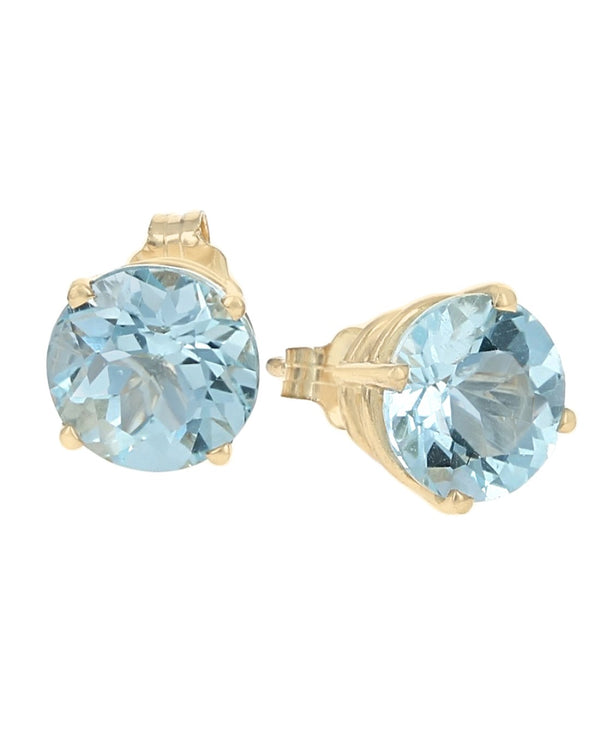 Blue Topaz Stud Earrings in Yellow Gold