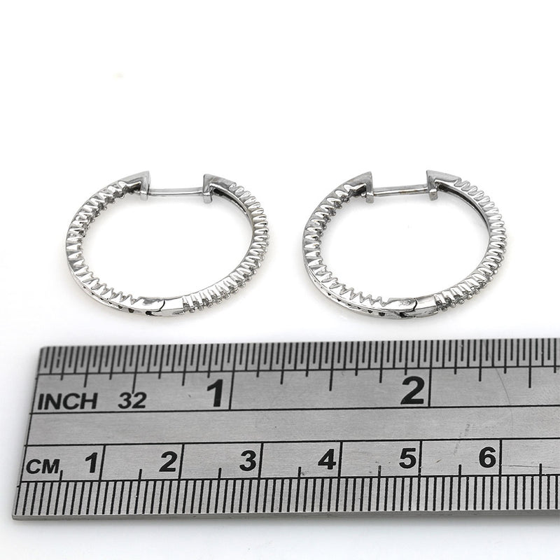 Diamond Inside Outside Hoop Earrings in White Gold