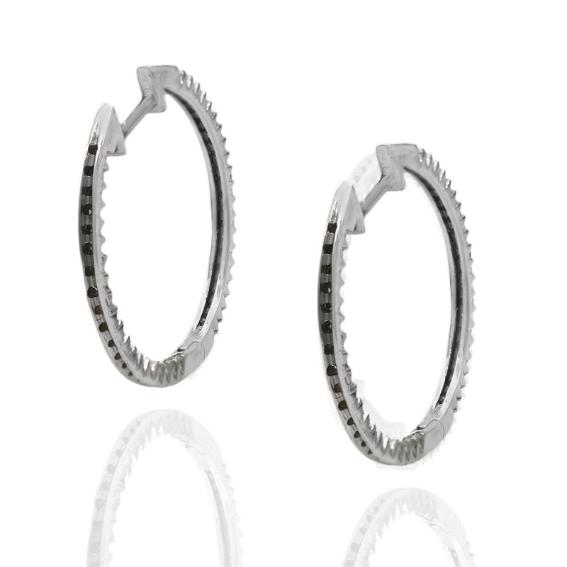 Diamond Inside Outside Hoop Earrings in White Gold