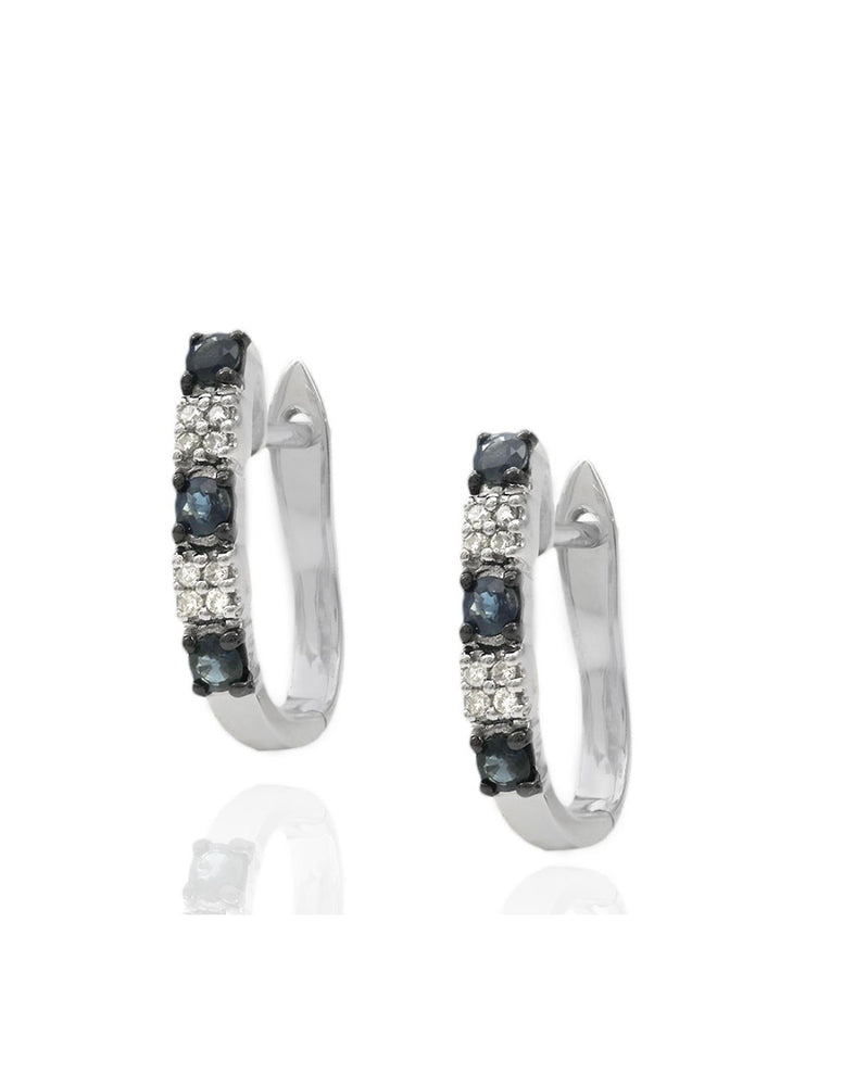 Alternating sapphire and diamond curved earrings