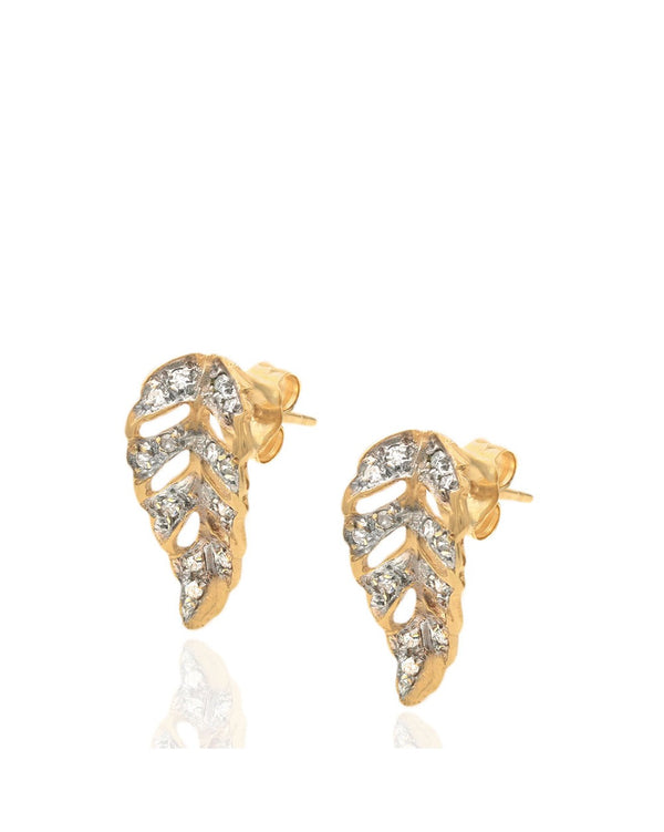 Diamond Cut Out Leaf Earrings