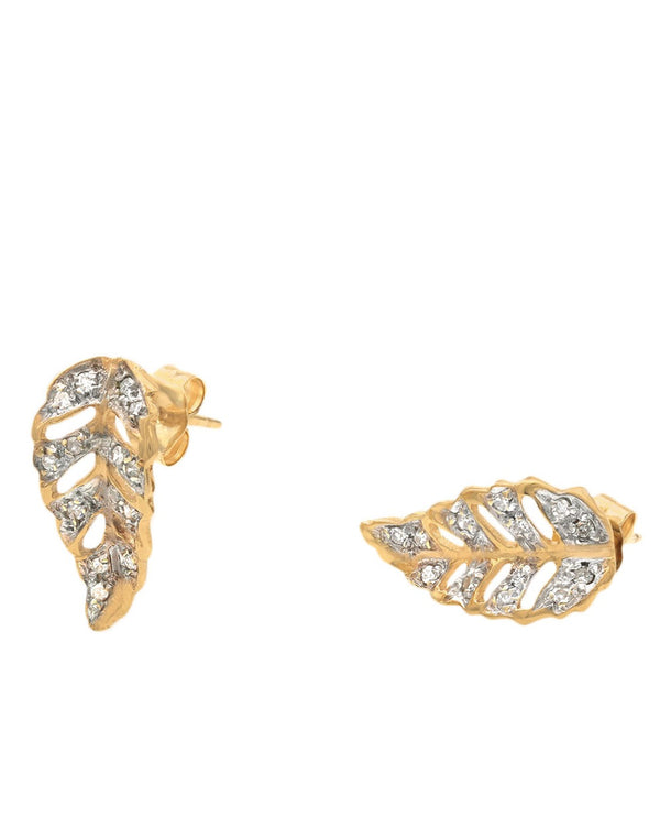 Diamond Cut Out Leaf Earrings