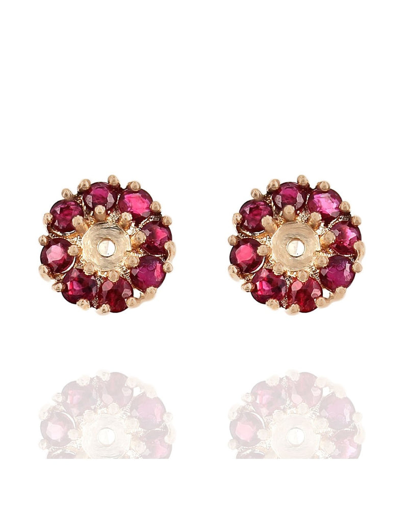 Ruby Round Earring Jackets in Yellow Gold