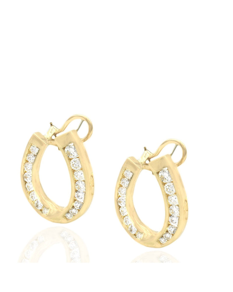 Diamond Crossover U Shaped Earrings