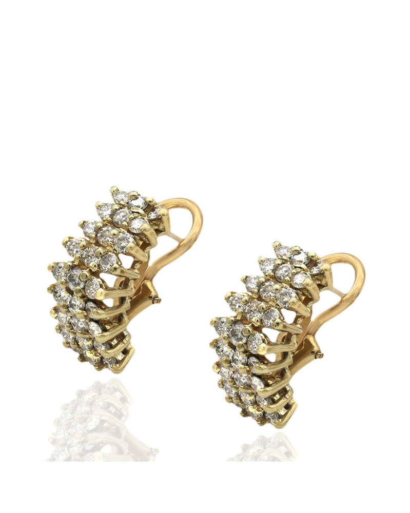 3 Row Diamond Rooftop Earrings