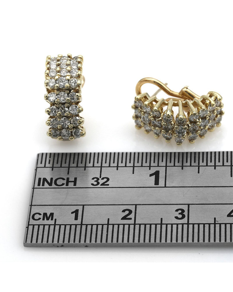 3 Row Diamond Rooftop Earrings