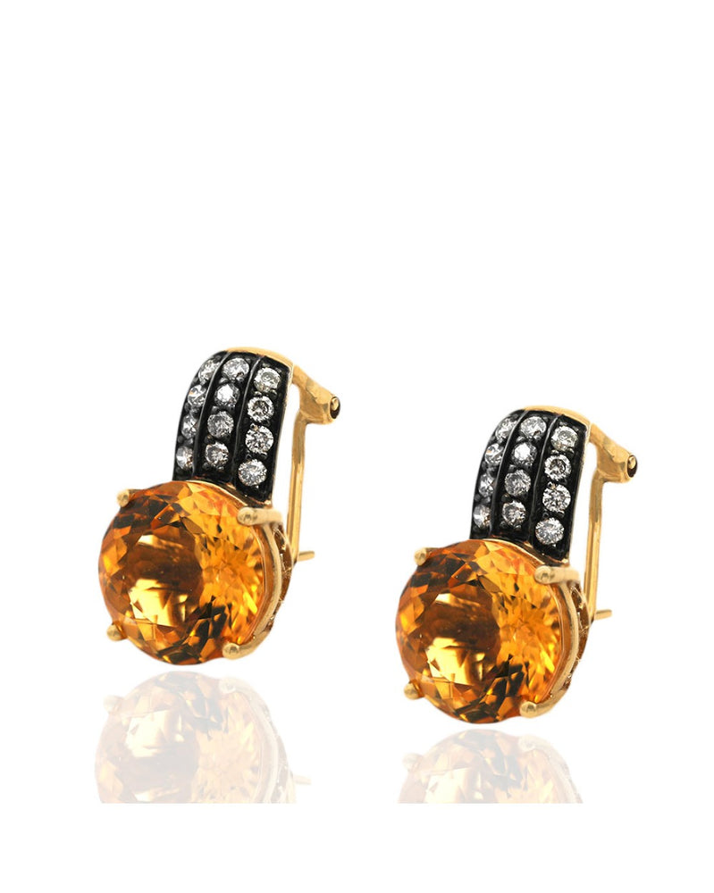 Le Vian Citrine and Diamond Antiqued Earrings