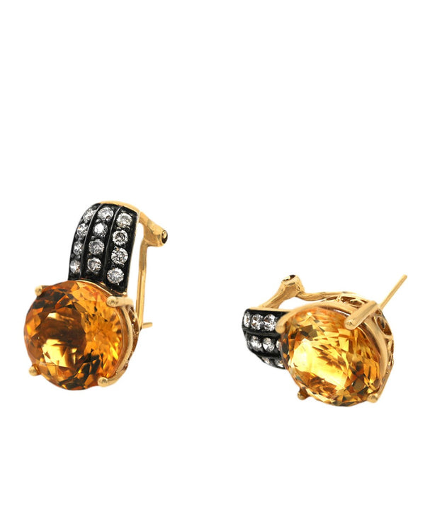 Le Vian Citrine and Diamond Antiqued Earrings