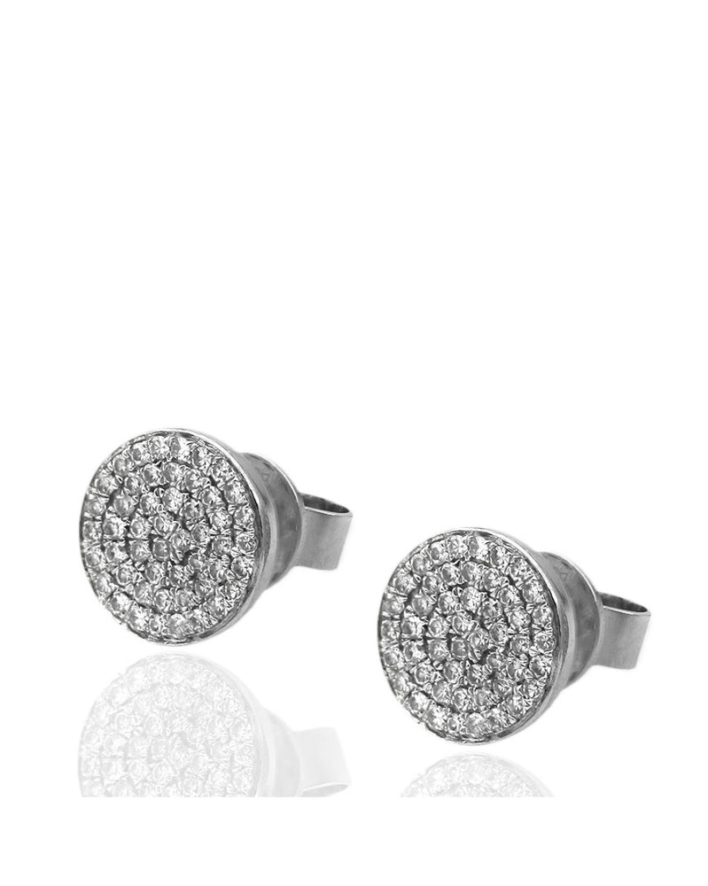 Diamond Pave Disk Stud Earrings