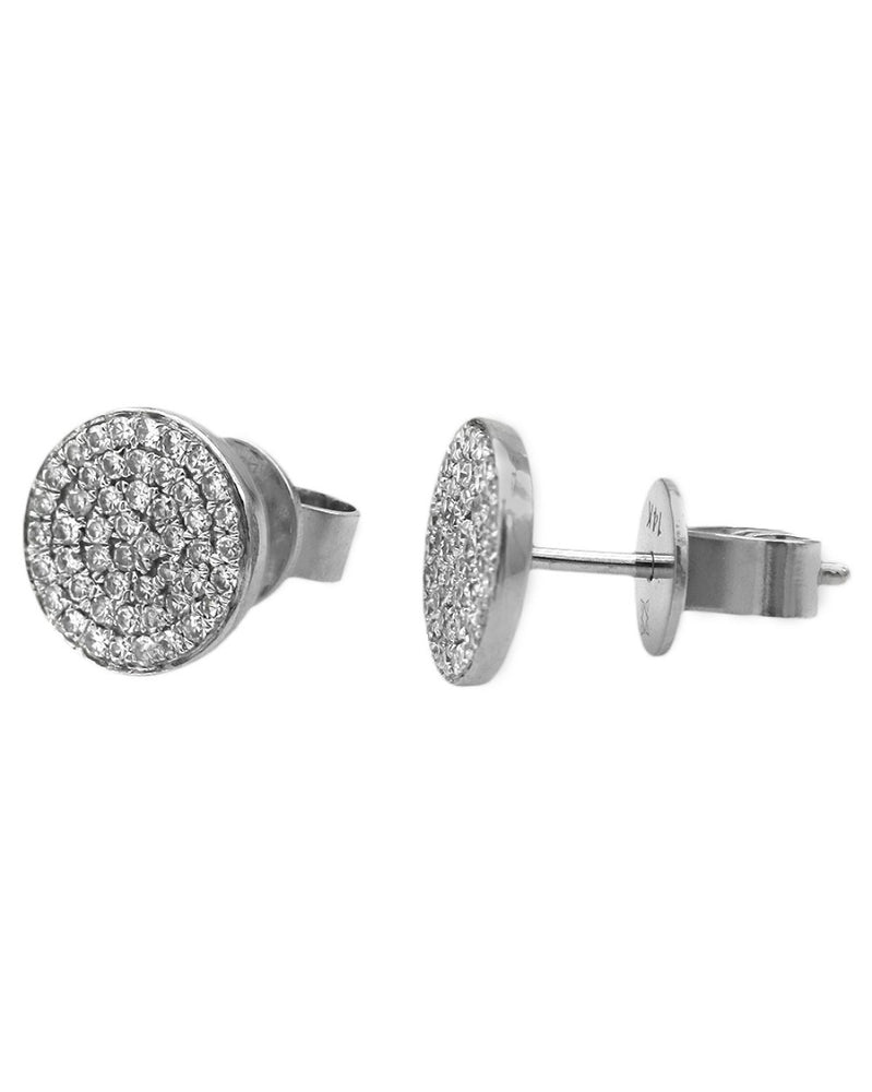 Diamond Pave Disk Stud Earrings