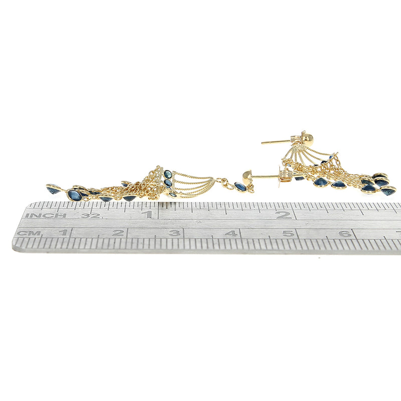 Sapphire Birdcage Chandelier Earrings in Yellow Gold