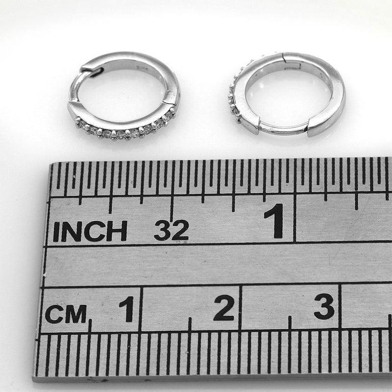 Diamond Miniature Huggie Earrings in White Gold