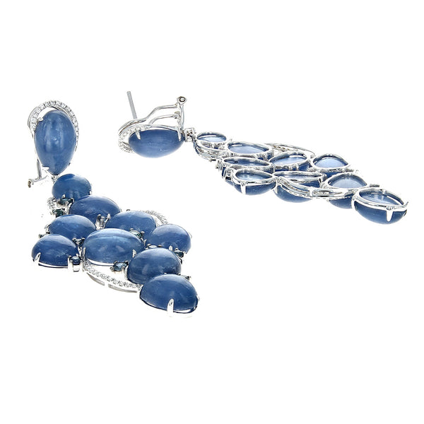 Kyanite, Sapphire and Diamond Dangle Earrings