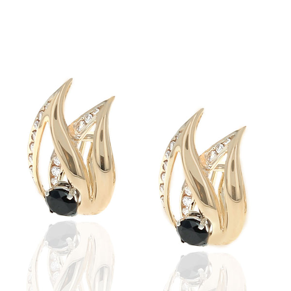 Black Onyx and Diamond Crossover Teardrop Earrings