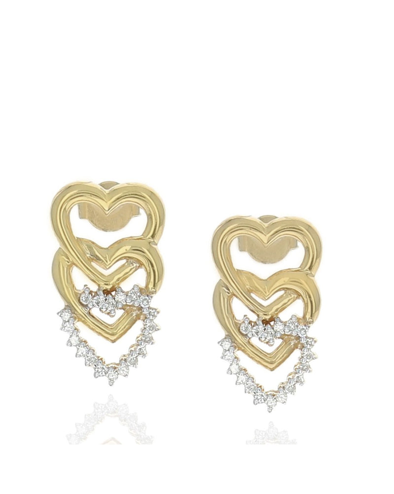 Diamond Triple Heart Drop Earrings