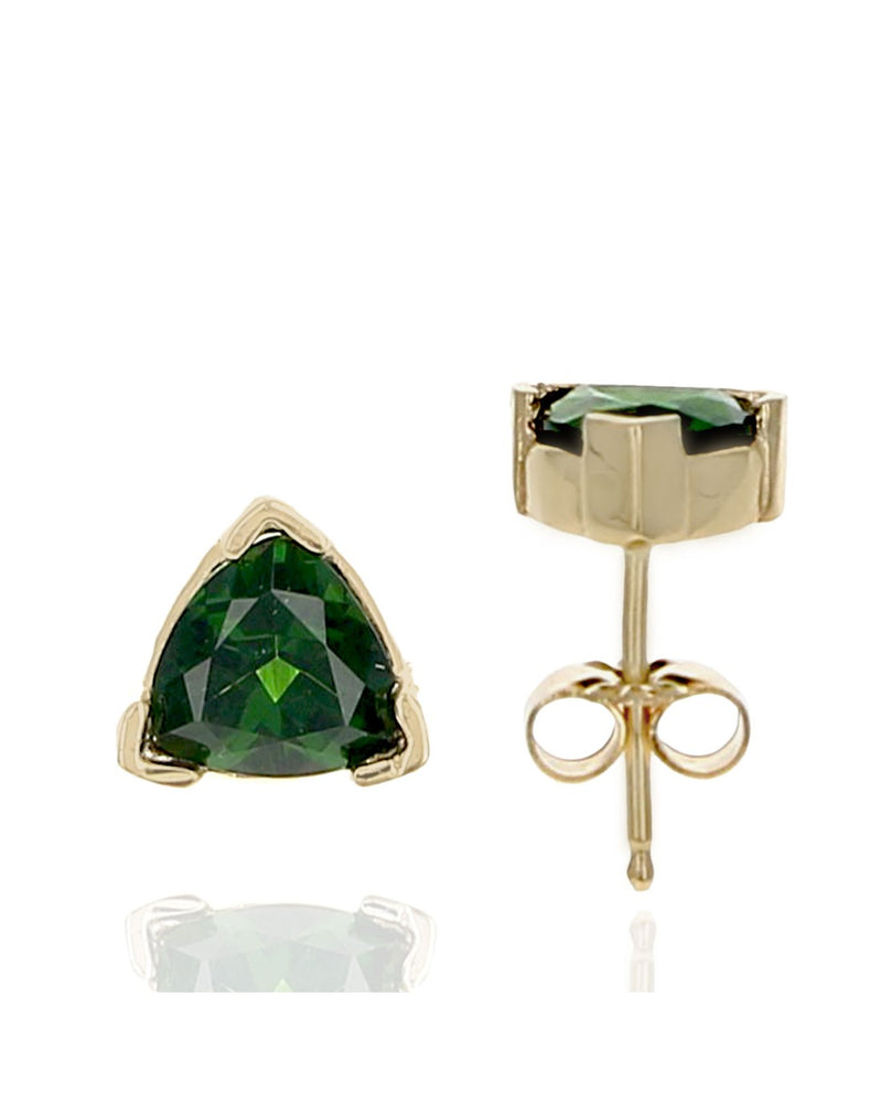 Trillion Chrome Diopside Stud Earrings