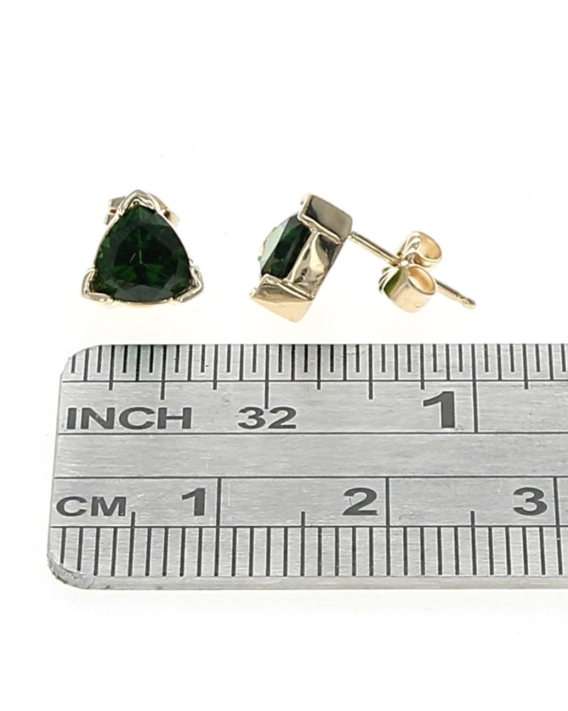 Trillion Chrome Diopside Stud Earrings