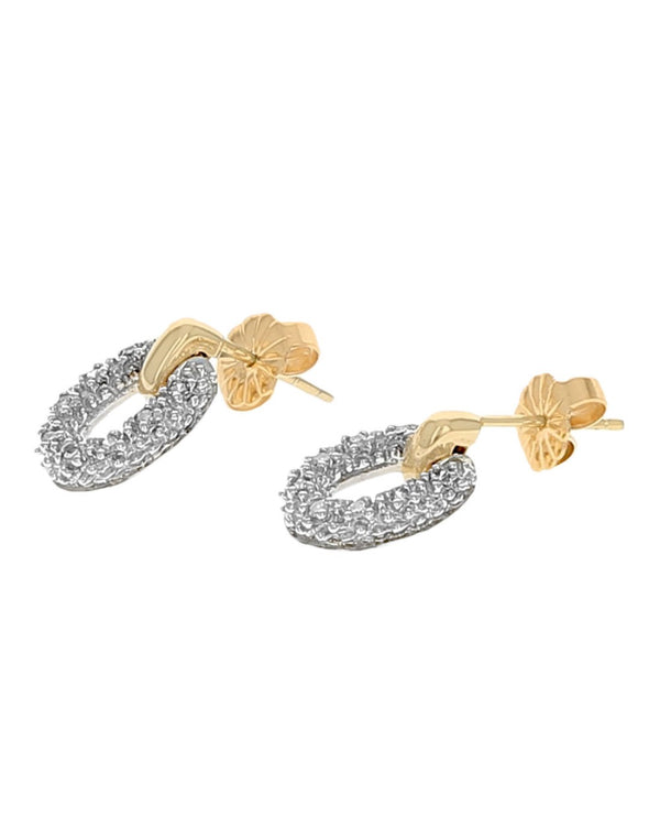 Diamond Oval Drop Earrings in Gold