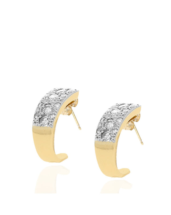 2 Tone Diamond Pave J Earrings