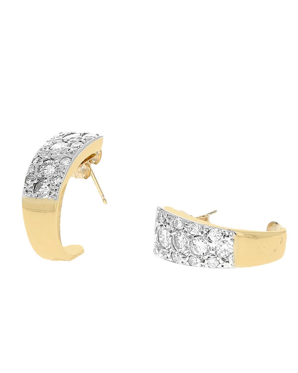 2 Tone Diamond Pave J Earrings