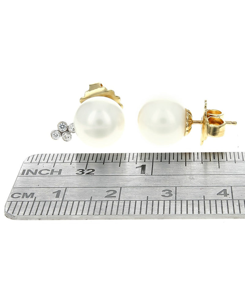 Pearl and Diamond Accent Stud Earrings