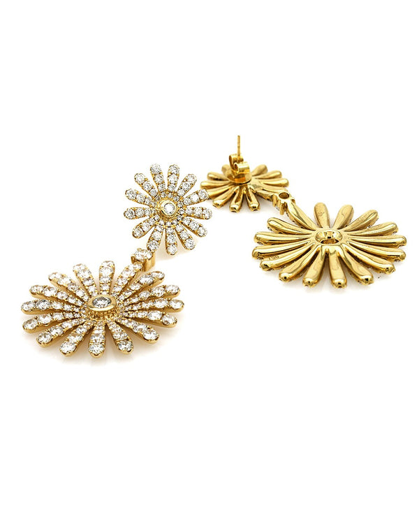 Diamond Flower Dangle Earrings